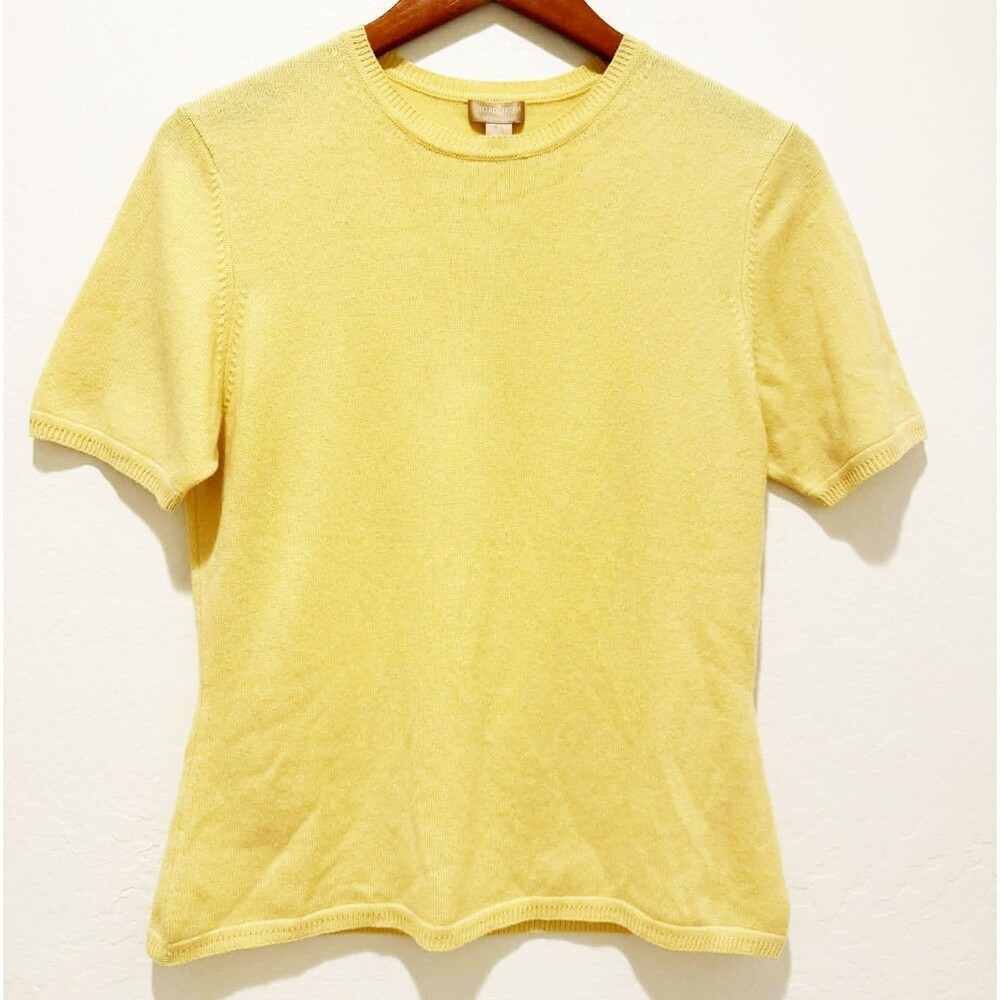 NORDSTROM Small 100% Cashmere Yellow Women's Sweater Minimalist Luxury Capsule